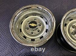 1955-70 CHEVY 2wd 6 LUG 15x8 ORIGINAL TRUCK RALLYS, GM CAPs NEW RINGS LUGS