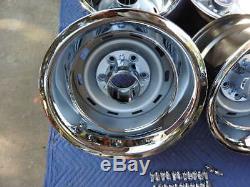 1967-72-87chevy Gmc Truck 4x4 6 Lug 15x10 Gm Original Truck Rally, New Cap&rings