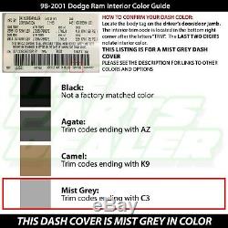 1999 2000 2001 Dodge Ram Dash Cover & Bezel Cap Skin Overlay Mist Grey