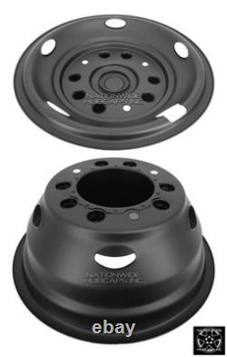 2020-2026 FORD F600 BLACK 19.5 10 Lug Dually Wheel Simulators Dual Rim Covers