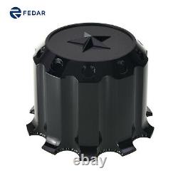 2PCS Semi Truck Black Spiked Rear Hubcaps Kits Hub Cover Cap With Star top