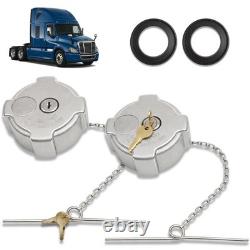 2-Pack 3 Locking Diesel Fuel Tank Caps for Freightliner Trucks Replaces 03-37