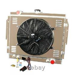 2 Row Aluminum Radiator Shroud fan for 79-93 Dodge D/W 100 200 250 350 Truck V8