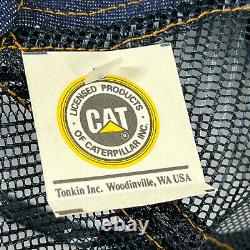 2 Vintage CAT Holt Caterpillar Denim Patch Cap Snapback Truck Farm Hat USA