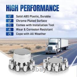 32/33mm Semi Truck Lug Nut Covers Kit 2 Front & 4 Rear, Chrome ABS Wheel Caps