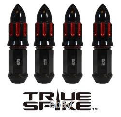 32 True Spike Fat 14x1.5 Lug Nuts 4 Machined Bullet For Dodge Ram Trucks Red