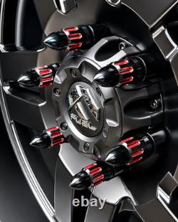 32 True Spike Fat 14x1.5 Lug Nuts 4 Machined Bullet For Dodge Ram Trucks Red