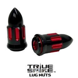 32 True Spike Fat 14x1.5 Lug Nuts 4 Machined Bullet For Dodge Ram Trucks Red
