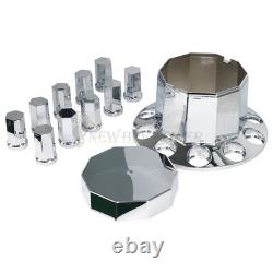 33m Chrome Hub Cover Cap Kits Front Rear Semi Truck Wheel Axle Cover Complete