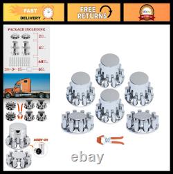 33mm Chrome Axle Cover Kit Thread-On Lug Nut Covers & Hub Caps for Semi Trucks