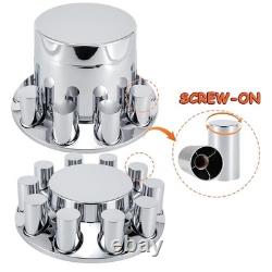 33mm Chrome Axle Cover Kit Thread-On Lug Nut Covers & Hub Caps for Semi Trucks