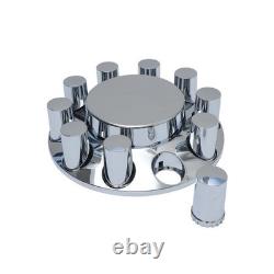 33mm Chrome Axle Cover Kit Thread-On Lug Nut Covers & Hub Caps for Semi Trucks
