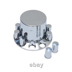 33mm Chrome Axle Cover Kit Thread-On Lug Nut Covers & Hub Caps for Semi Trucks