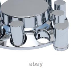 33mm Chrome Axle Cover Kit Thread-On Lug Nut Covers & Hub Caps for Semi Trucks