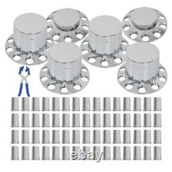 33mm Chrome Flat Top Hub Cover Kit Lug Nut Wheel Axle Covers fit for Semi Truck