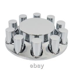 33mm Chrome Flat Top Hub Cover Kit Lug Nut Wheel Axle Covers fit for Semi Truck