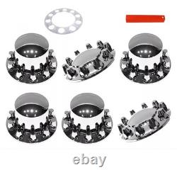 33mm Chrome Hub Cap Cover Semi Truck ABS Wheel Axle Cover 2 Front & 4 Rear Dome
