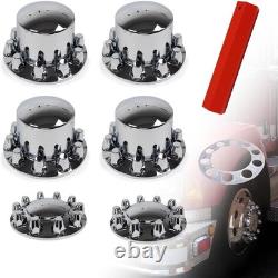 33mm Chrome Hub Cap Cover Semi Truck ABS Wheel Axle Cover 2 Front & 4 Rear Dome