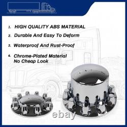 33mm Chrome Hub Cap Cover Semi Truck ABS Wheel Axle Cover 2 Front & 4 Rear Dome