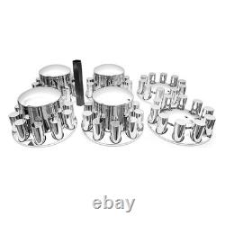 33mm Chrome Hub Cover Kit Front & Rear Semi Trucks Wheel Axle Cover with Lug Nuts