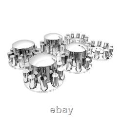 33mm Chrome Hub Cover Kit Front & Rear Semi Trucks Wheel Axle Cover with Lug Nuts