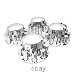 33mm Chrome Semi Truck Rear Wheel Axle Covers Thread-On Lug Nuts Hub Cover Kit