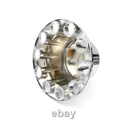 33mm Chrome Semi Truck Rear Wheel Axle Covers Thread-On Lug Nuts Hub Cover Kit