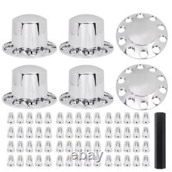 33mm Hub Cover Kit Semi Truck 20 22.5 24.5 Hub Pilot Wheels 11.25 BC Silver