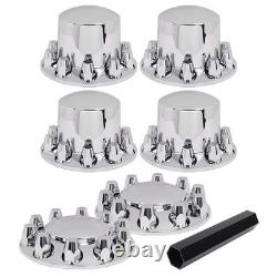33mm Hub Cover Kit Semi Truck 20 22.5 24.5 Hub Pilot Wheels 11.25 BC Silver