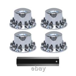 33mm Lug Nut Covers 4 Rear Chrome Standard Axle Wheel Covers for Semi Trucks