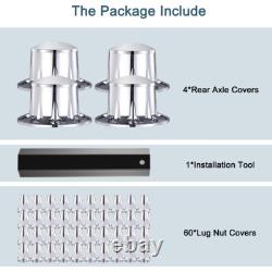 33mm Lug Nut Covers 4 Rear Chrome Standard Axle Wheel Covers for Semi Trucks