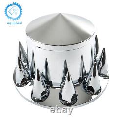33mm Spiked Thread-on Nut Covers Axle Wheel Cover Set for Semi Truck Chrome ABS