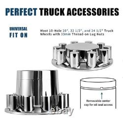 33mm Thread-on Nut Covers ABS Chrome Complete Axle Cover Kit for Semi Trucks
