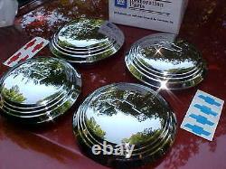 36 chevy truck hub caps for corvette rally style wheels, stainless, GM rat CT36-2