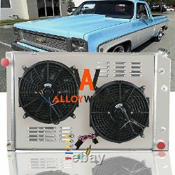 3 Row Aluminum Radiator Shroud Fan For 73-87 CHEVY C/K C10 C20 C30 TRUCK 73-91