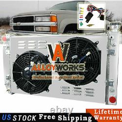 3 Row Radiator Shroud Fan For 1988-1999 Chevy Truck C/K 1500 2500 3500 5.0L/5.7L