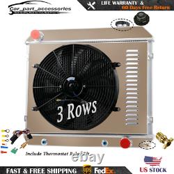 3 Row Radiator+Shroud Fan+Relay Fit 63-66 Chevy C/K 10 20 30 C10 C20 Truck GMC