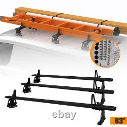 3 bar 63 universal Truck Cap Topper Rack Aluminum Ladder Roof Rack Black 750LBS
