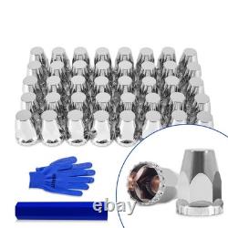 40Pcs Lug Nut Covers 33mm Flat Top Thread-on Nut Covers for Semi Trucks 40 PCS