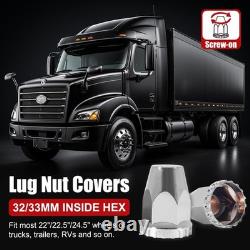 40Pcs Lug Nut Covers 33mm Flat Top Thread-on Nut Covers for Semi Trucks 40 PCS