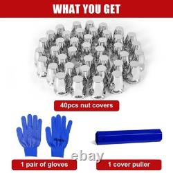 40Pcs Lug Nut Covers 33mm Flat Top Thread-on Nut Covers for Semi Trucks 40 PCS