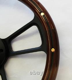 48-59 Chevy Chevrolet Truck Mahogany Wood on Black Steering Wheel 14 Bowtie Cap