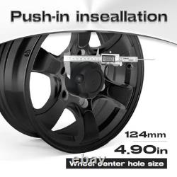 4Pack 4.90in Trailer Center Caps Fit 4.90'' Bore for SUV, Truck and RV Black