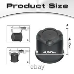 4Pack 4.90in Trailer Center Caps Fit 4.90'' Bore for SUV, Truck and RV Black