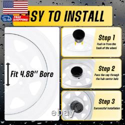 4Pcs 4.88 Push through Wheel Center Caps Stainless Trailer Hub Cap for Truck