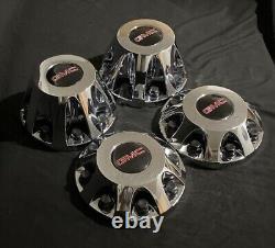 (4) 2011-2023 Gmc Sierra 3500 Hd Dually Hub Center Wheel Caps Chrome Oem Drw