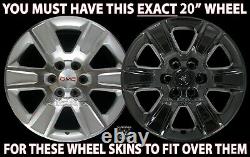 4 2014-2019 GMC Sierra 1500 20 Black Wheel Skins Hub Caps Aluminum Rim Covers