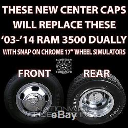 4 CHROME 2003-18 RAM 3500 17 Dually Wheel Center Hub Caps Dual Rim Covers Hubs