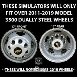 4 Chrome 2011-2019 Silverado 3500 17 Dually Wheel Simulators Dual Rim Liners