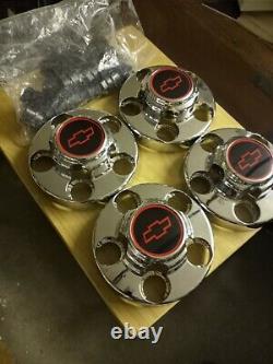 4 New Gm Chrome Center Caps With Reproduction 454 Ss Sport Truck Style Emblems